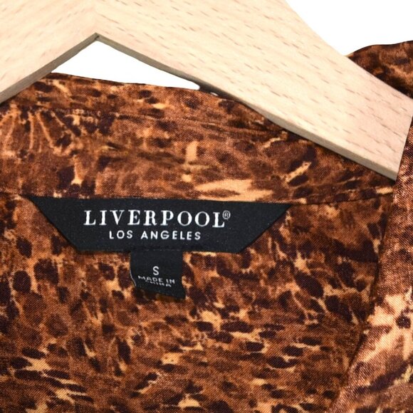 NWT Liverpool Flap Pocket Button Front Woven Blouse in Autumn Safari-SZ S - Picture 4 of 8